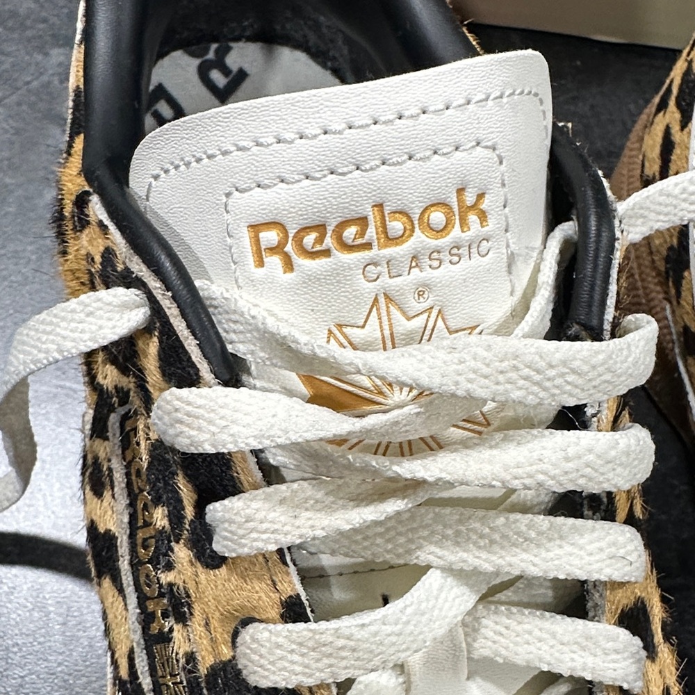 Reebok Leopard Print Classic Sneakers - White, Black & Gold
